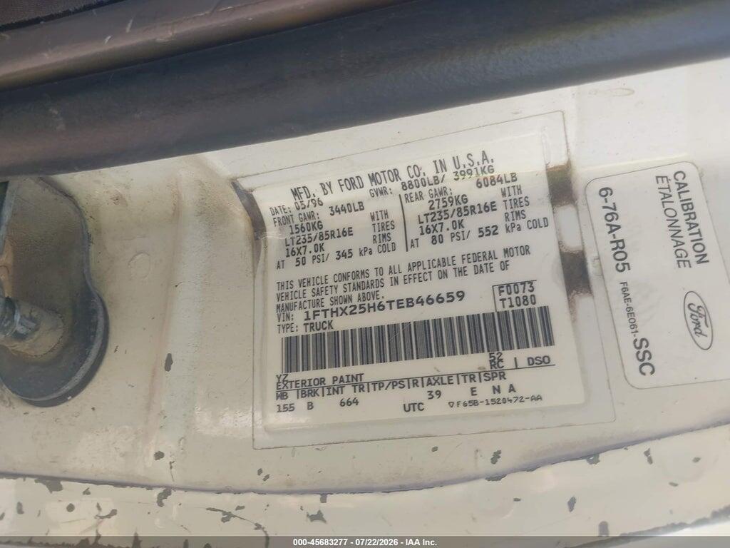 1FTHX25H6TEB46659 1996 FORD F250 photo no. 9