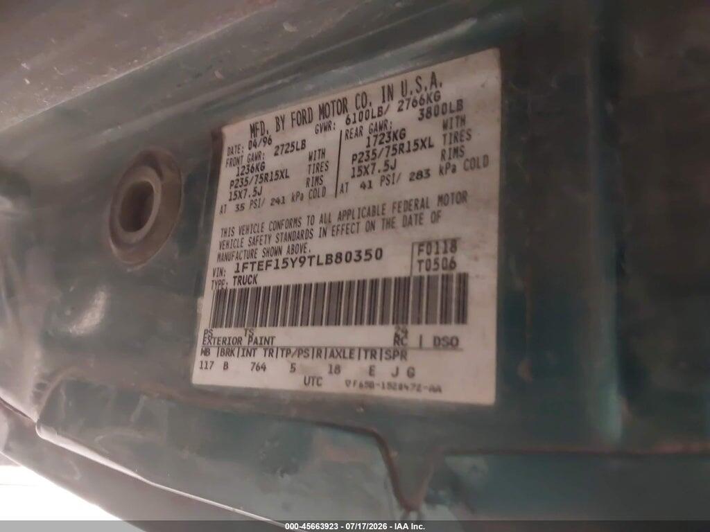 1FTEF15Y9TLB80350 1996 FORD F150 photo no. 9
