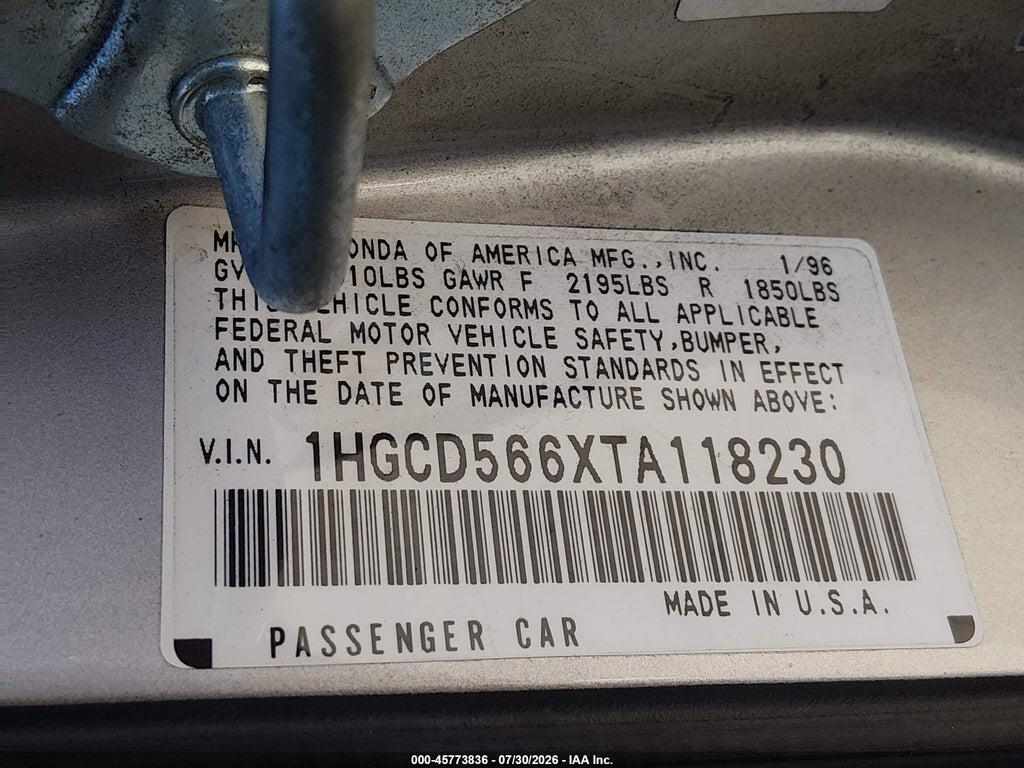 1HGCD566XTA118230 1996 HONDA ACCORD photo no. 9