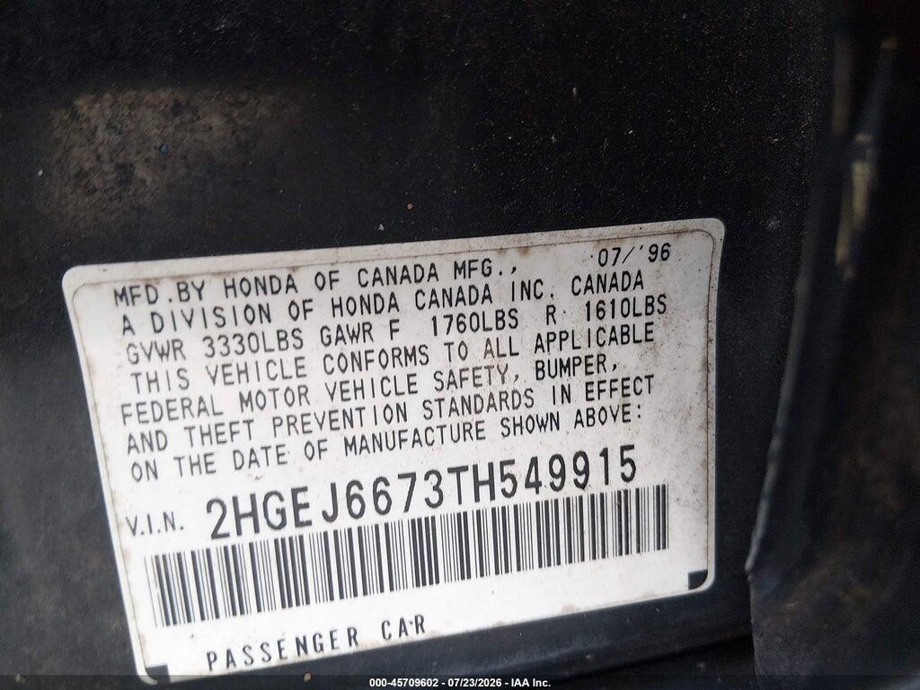2HGEJ6673TH549915 1996 HONDA CIVIC photo no. 9