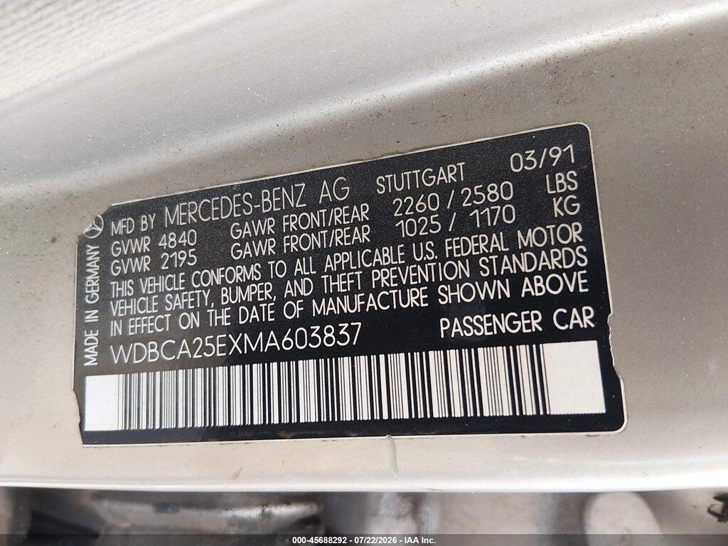 WDBCA25EXMA603837 1991 MERCEDES-BENZ 300 photo no. 9