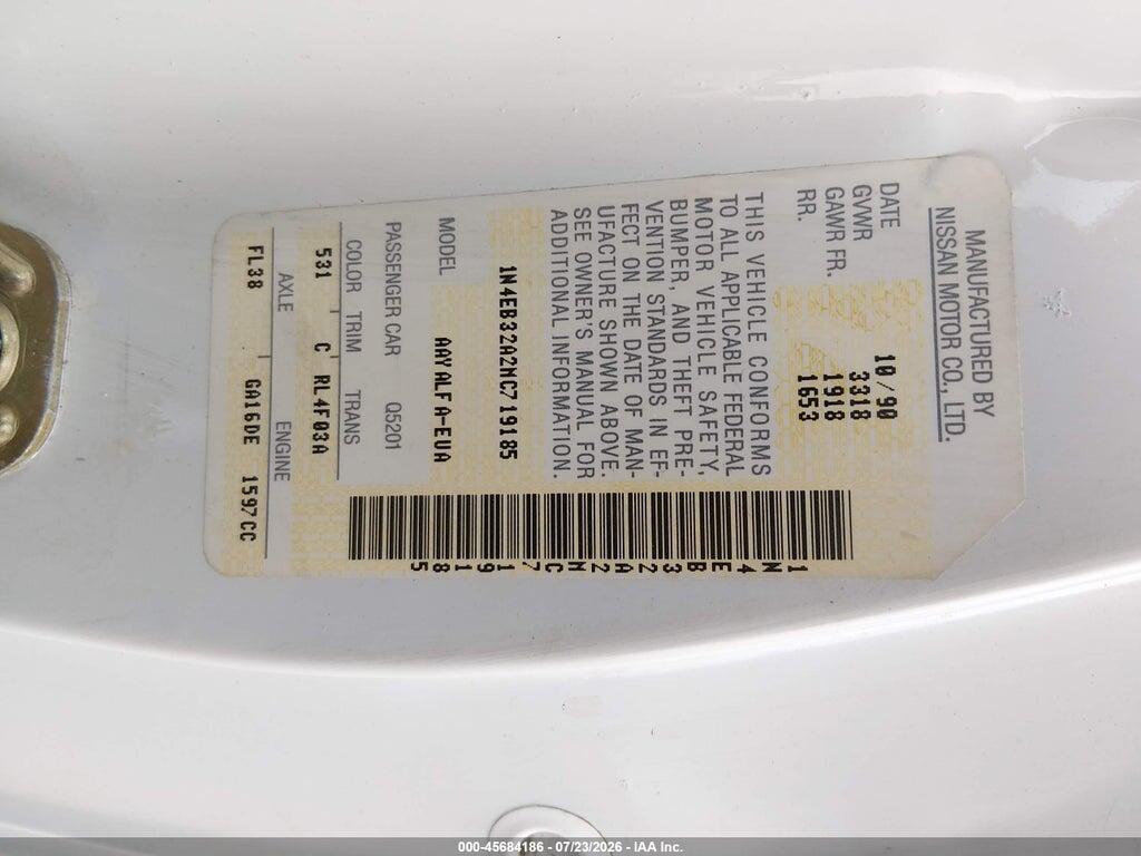 1N4EB32A2MC719185 1991 NISSAN SENTRA photo no. 9