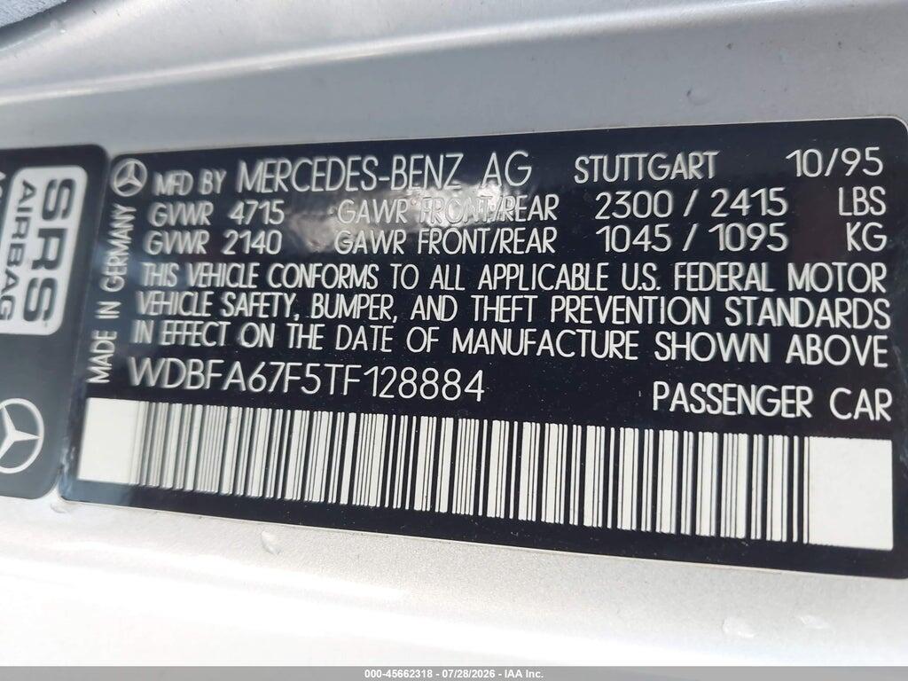 WDBFA67F5TF128884 1996 MERCEDES-BENZ SL photo no. 9