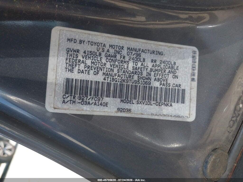 4T1BG12K9TU951069 1996 TOYOTA CAMRY photo no. 9