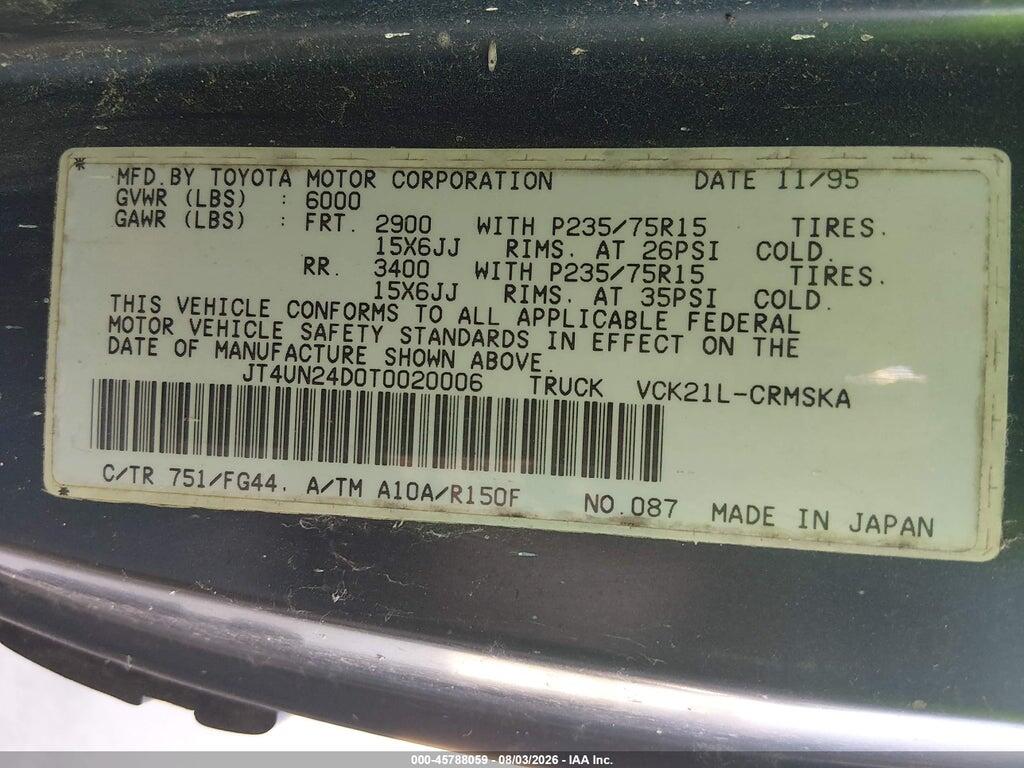 JT4UN24D0T0020006 1996 TOYOTA T100 photo no. 9