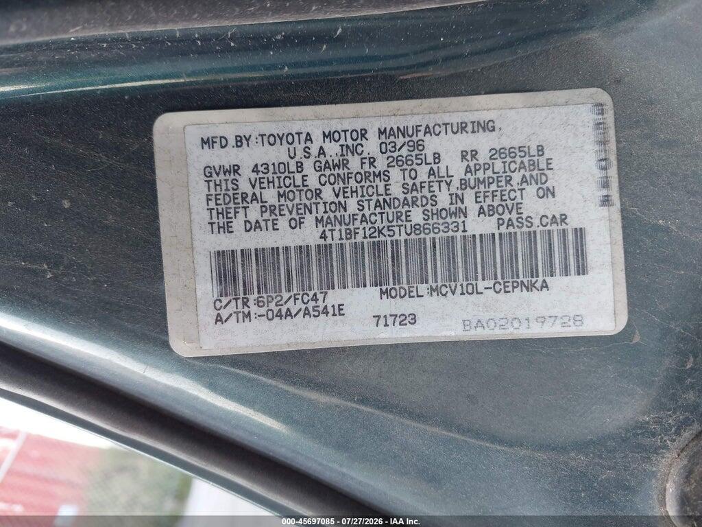 4T1BF12K5TU866331 1996 TOYOTA CAMRY photo no. 9