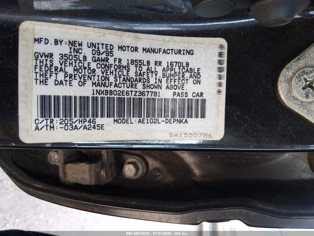 1NXBB02E6TZ367781 1996 TOYOTA COROLLA photo no. 9