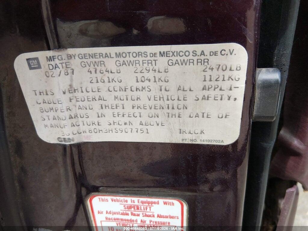 3GCCW80H3HS907751 1987 CHEVROLET EL CAMINO photo no. 9