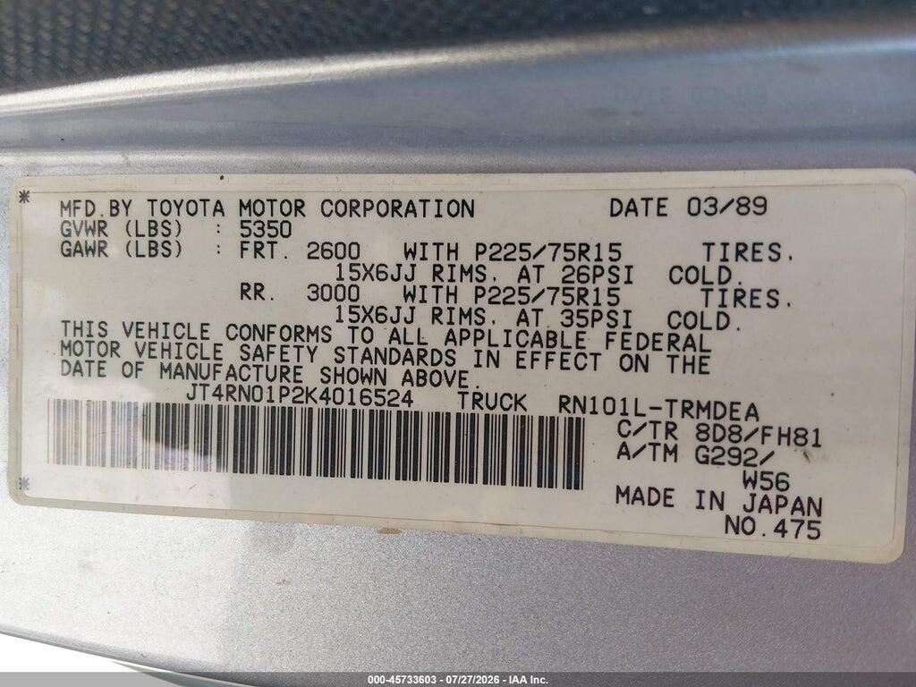 JT4RN01P2K4016524 1989 TOYOTA PICKUP photo no. 7