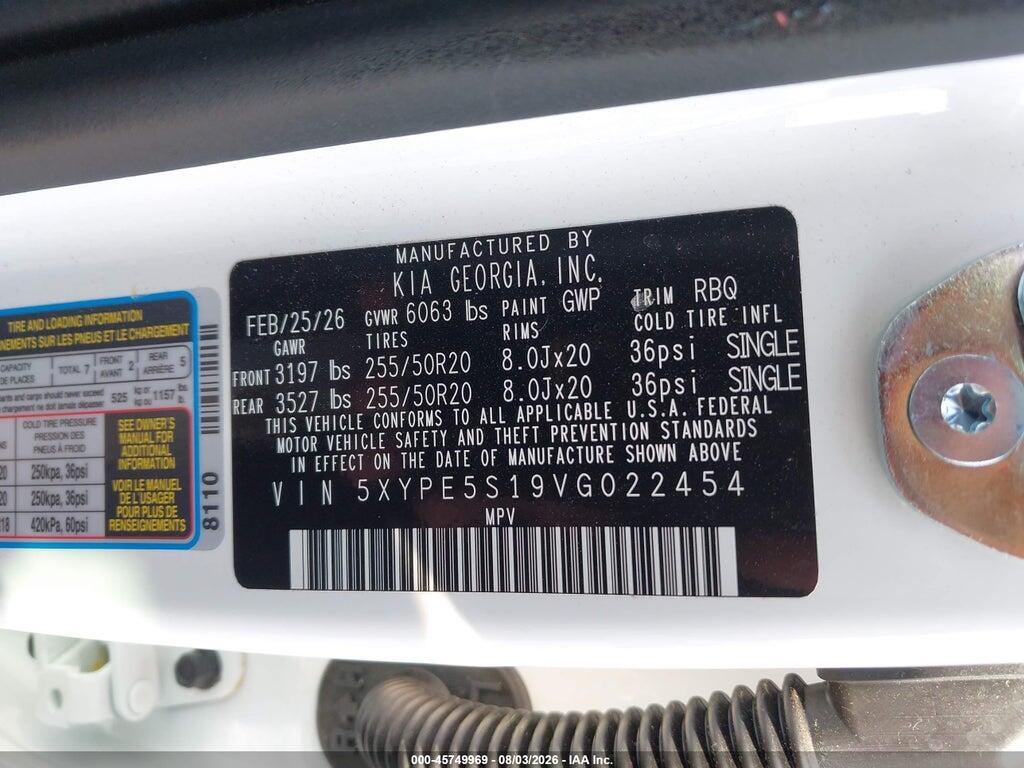 5XYPE5S19VG022454 2027 KIA TELLURIDE photo no. 9