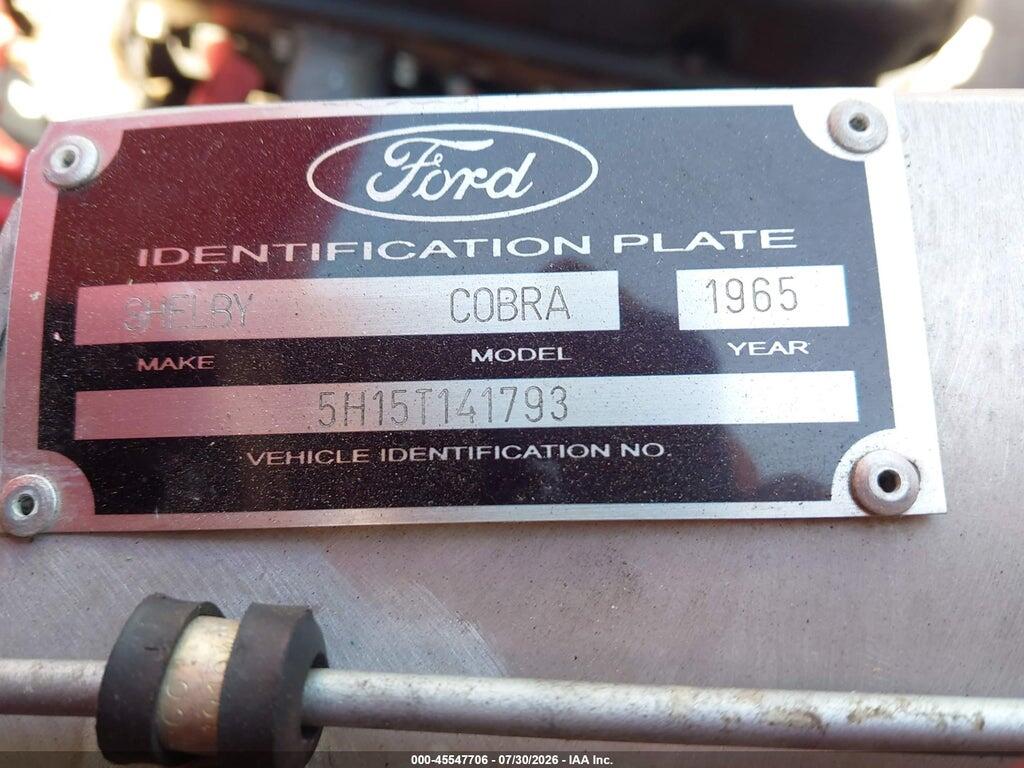 0000005H15T141793 1965 FORD COBRA photo no. 9