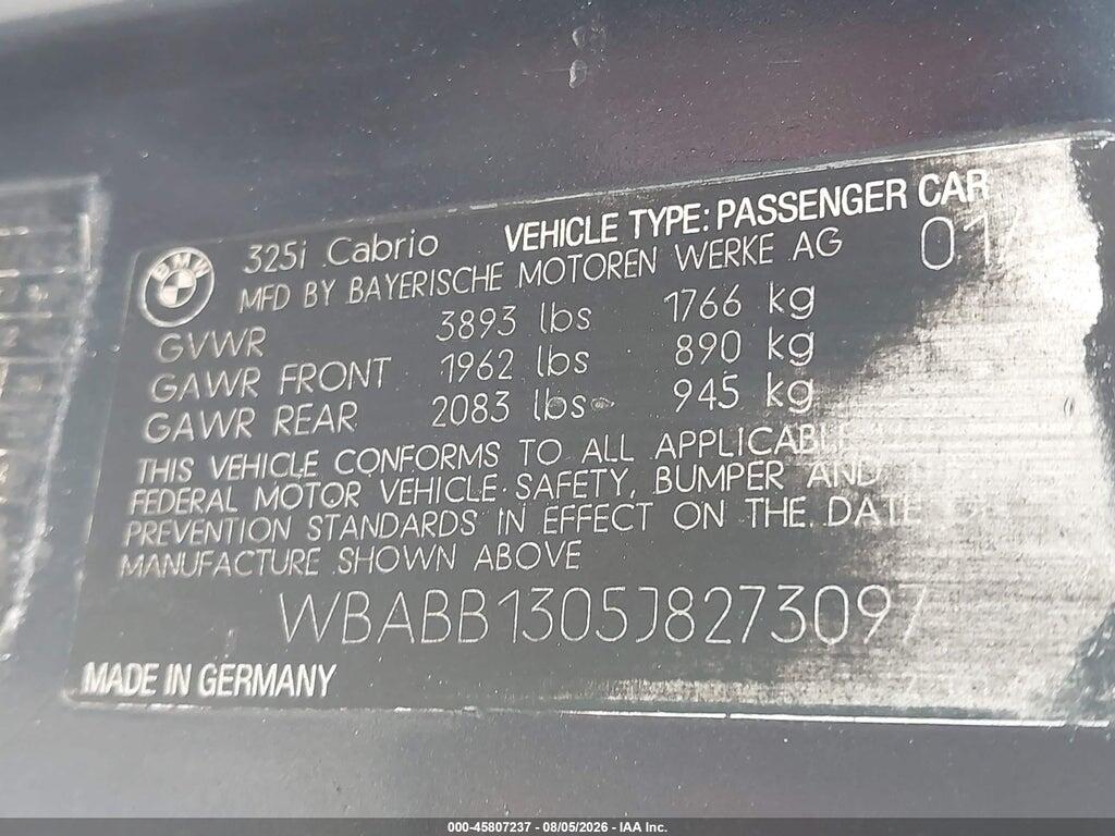 WBABB1305J8273097 1988 BMW 325 photo no. 9