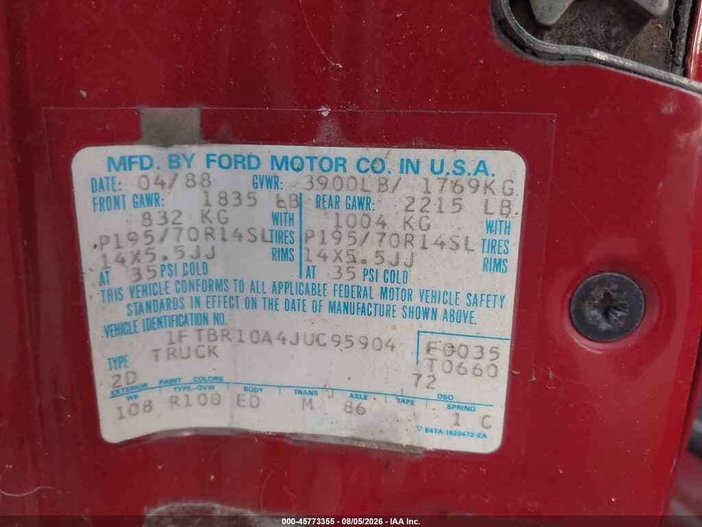 1FTBR10A4JUC95904 1988 FORD RANGER photo no. 9