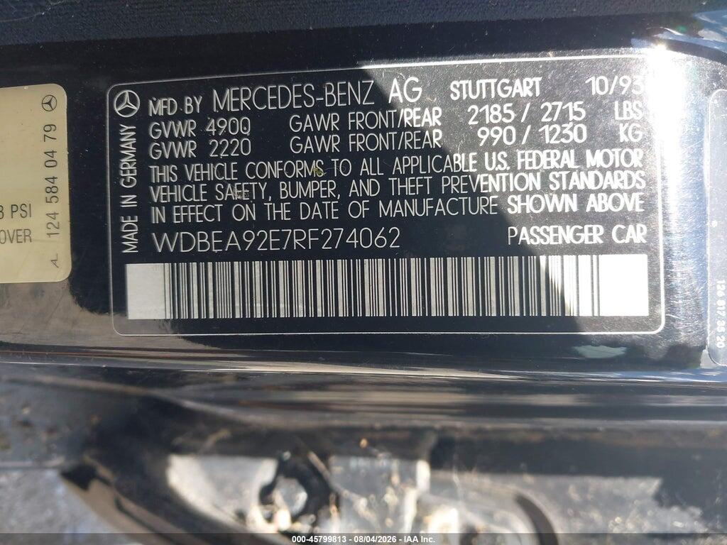 WDBEA92E7RF274062 1994 MERCEDES-BENZ E photo no. 9