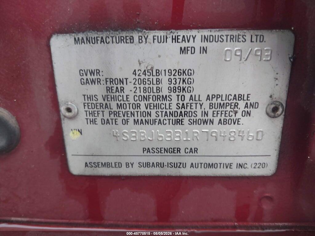 4S3BJ6331R7948460 1994 SUBARU LEGACY photo no. 9