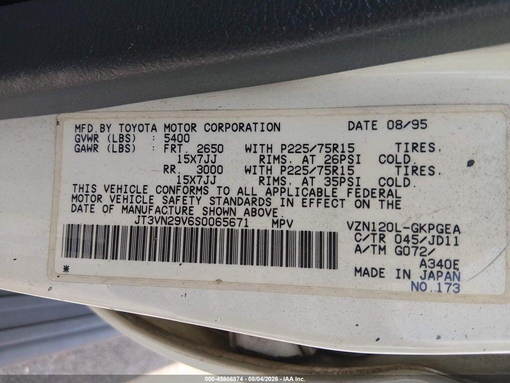 JT3VN29V6S0065671 1995 TOYOTA 4RUNNER photo no. 9