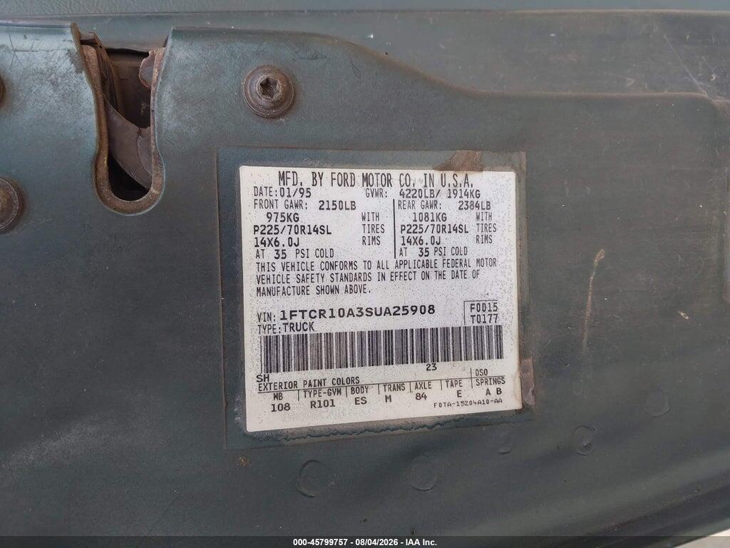 1FTCR10A3SUA25908 1995 FORD RANGER photo no. 9