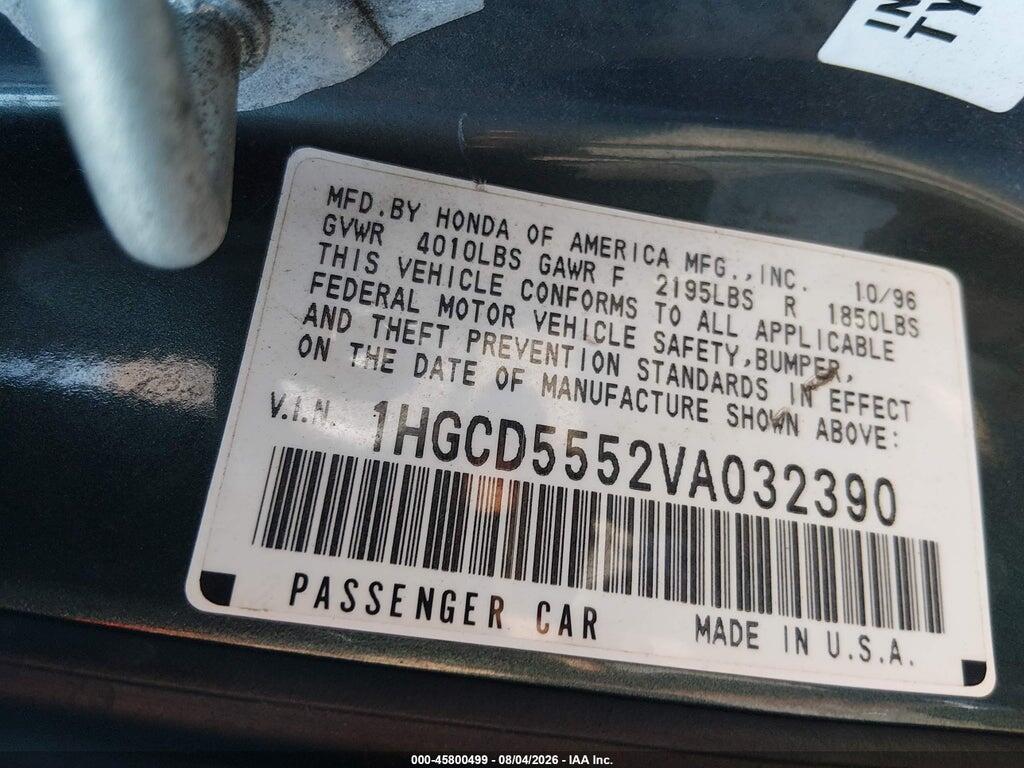 1HGCD5552VA032390 1997 HONDA ACCORD photo no. 9