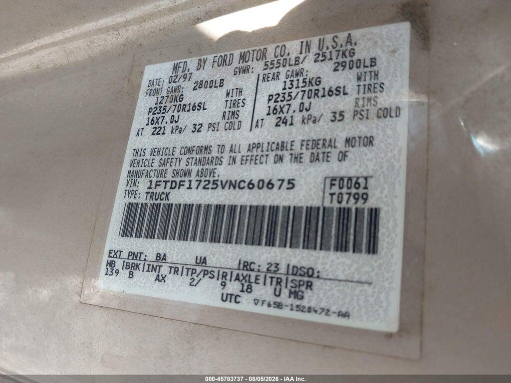 1FTDF1725VNC60675 1997 FORD F-150 STANDARD photo no. 9