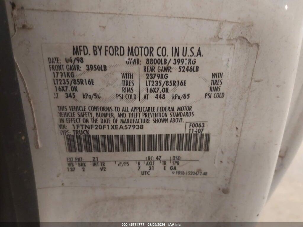 1FTNF20F1XEA57938 1999 FORD F-250 photo no. 9