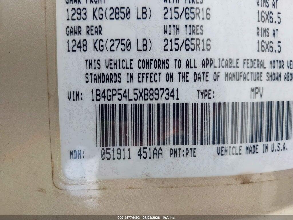 1B4GP54L5XB897341 1999 DODGE GRAND CARAVAN photo no. 9
