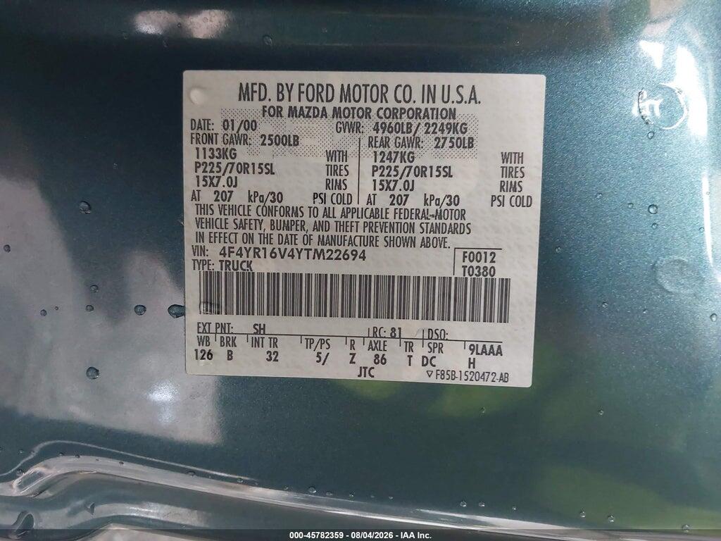 4F4YR16V4YTM22694 2000 MAZDA B3000 photo no. 9