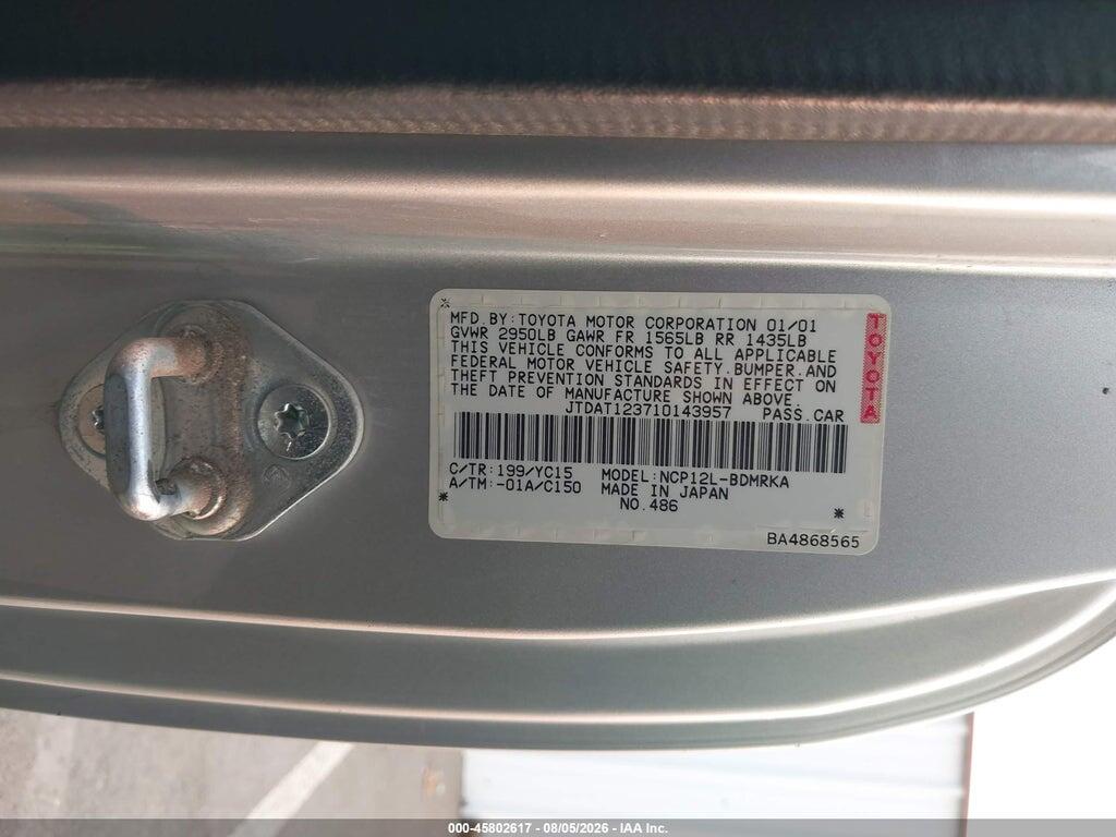 JTDAT123710143957 2001 TOYOTA ECHO photo no. 9