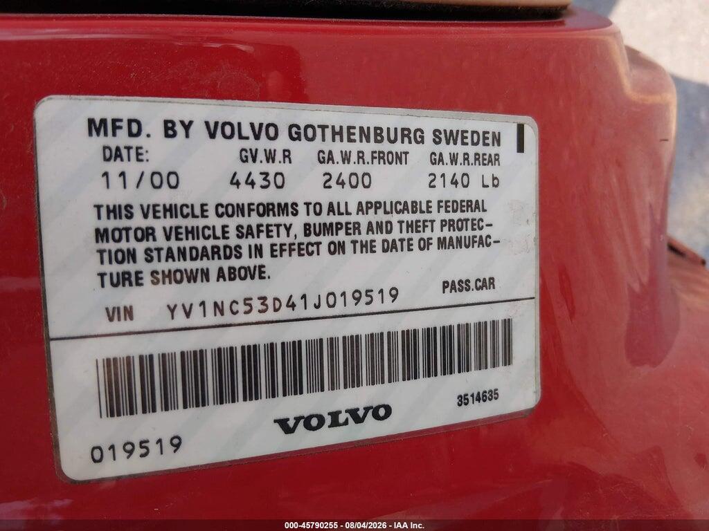 YV1NC53D41J019519 2001 VOLVO C70 photo no. 9