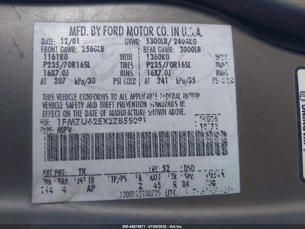 1FMZU62EX2ZB55091 2002 FORD EXPLORER photo no. 9