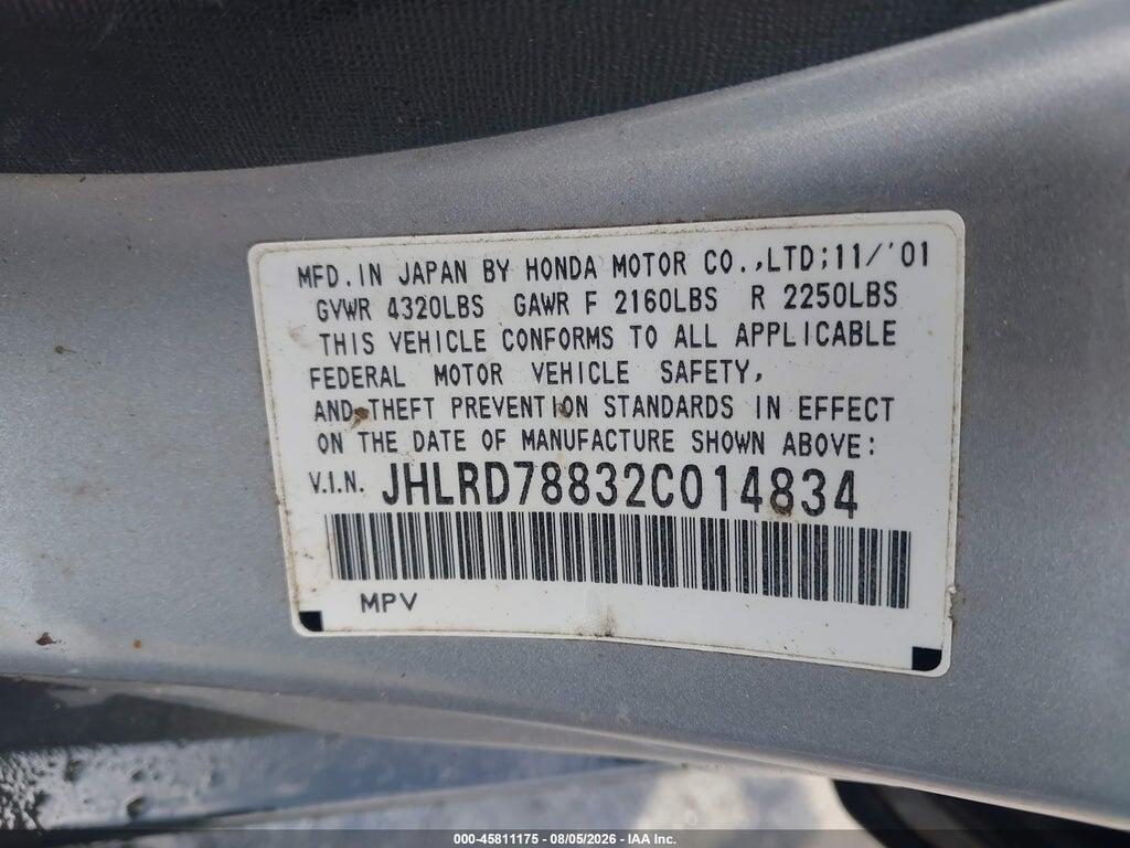 JHLRD78832C014834 2002 HONDA CR-V photo no. 9