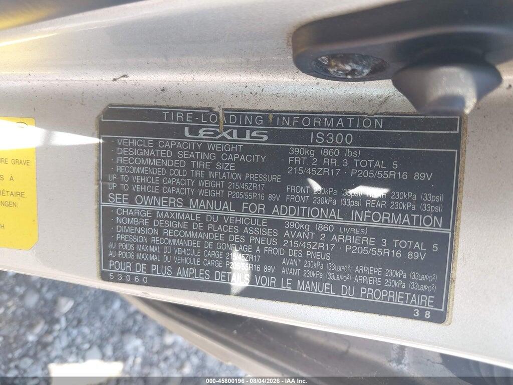 JTHBD192720034591 2002 LEXUS IS 300 photo no. 9