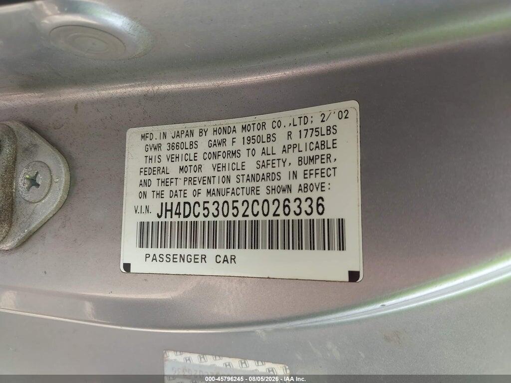 JH4DC53052C026336 2002 ACURA RSX photo no. 9