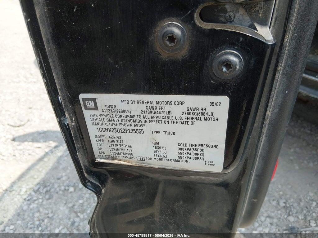 1GCHK23U22F235555 2002 CHEVROLET SILVERADO 2500HD photo no. 8