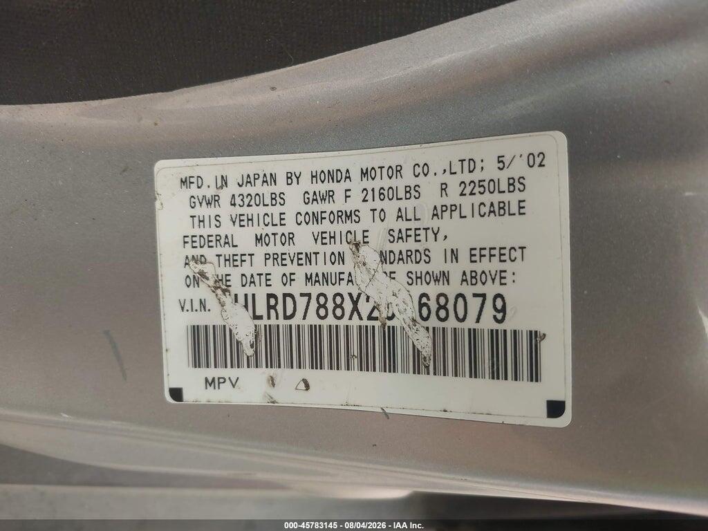 JHLRD788X2C068079 2002 HONDA CR-V photo no. 9