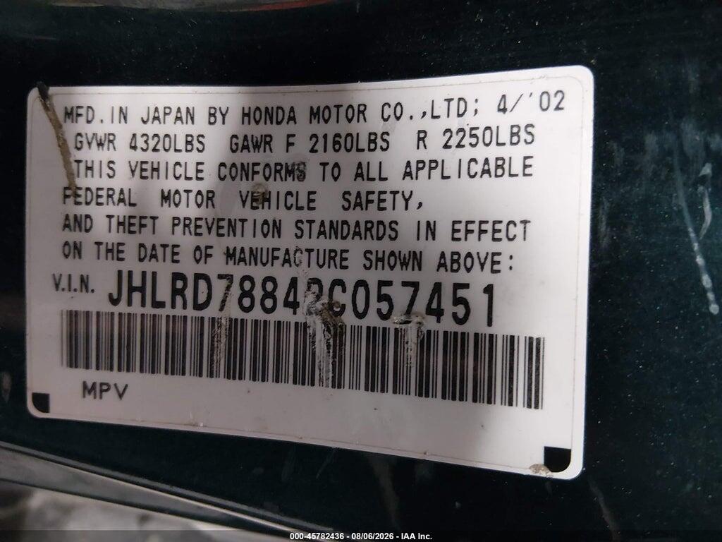 JHLRD78842C057451 2002 HONDA CR-V photo no. 9
