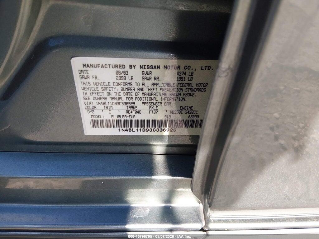 1N4BL11D93C336925 2003 NISSAN ALTIMA photo no. 9