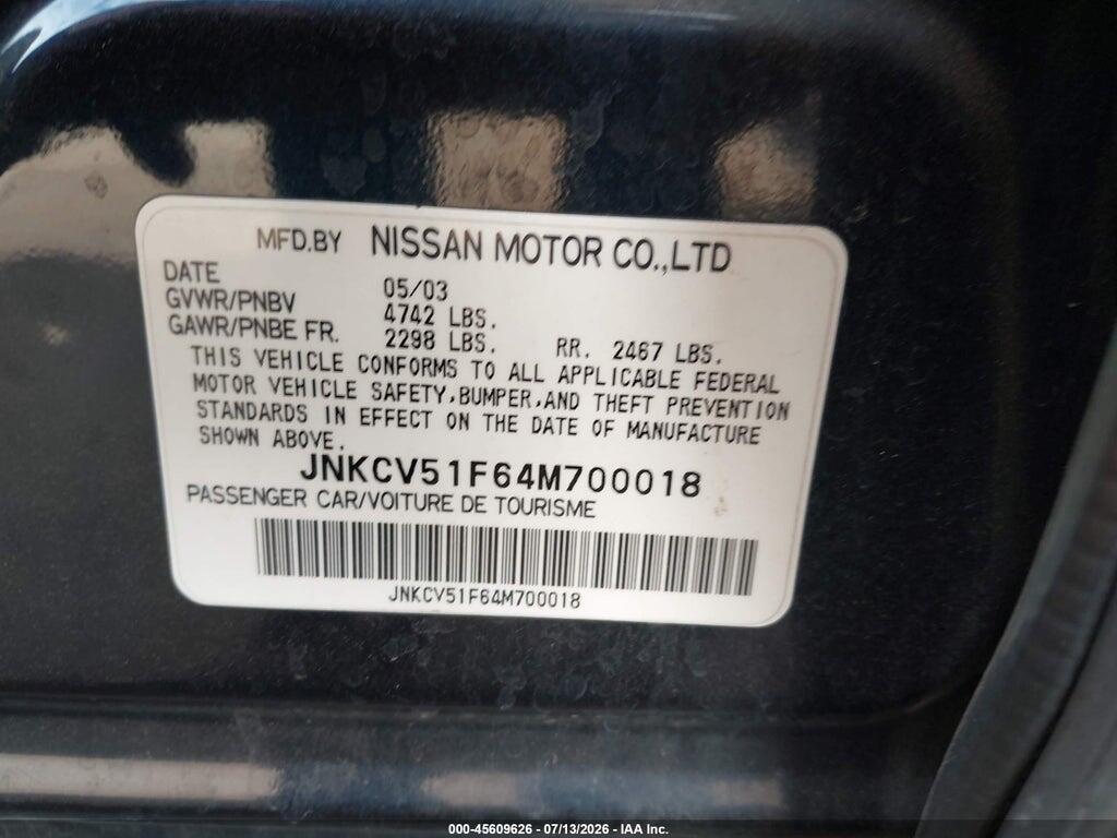 JNKCV51F64M700018 2004 INFINITI G35X photo no. 9