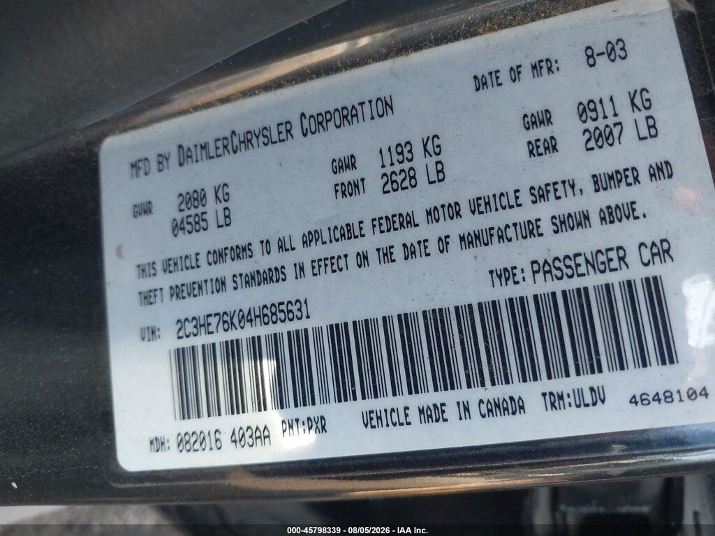 2C3HE76K04H685631 2004 CHRYSLER 300M photo no. 9