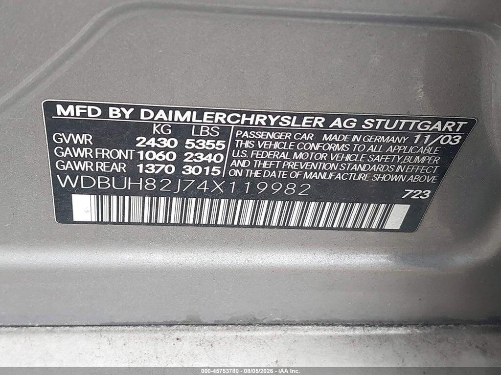 WDBUH82J74X119982 2004 MERCEDES-BENZ E 320 photo no. 9