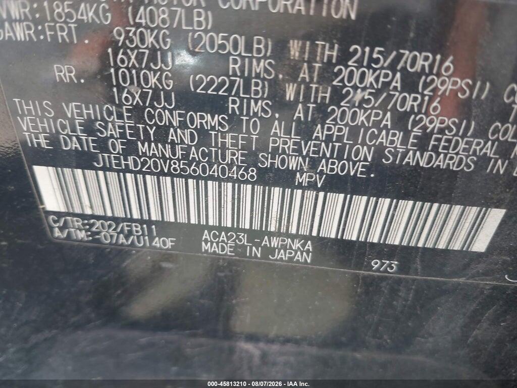 JTEHD20V856040468 2005 TOYOTA RAV4 photo no. 9