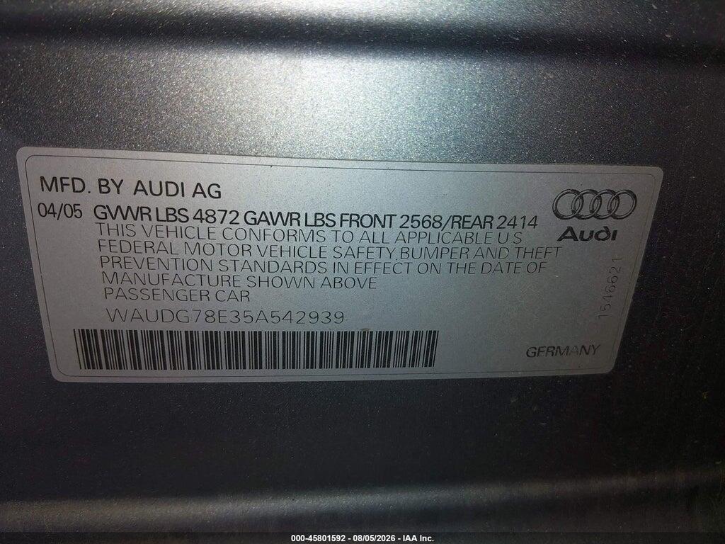 WAUDG78E35A542939 2005 AUDI A4 photo no. 9