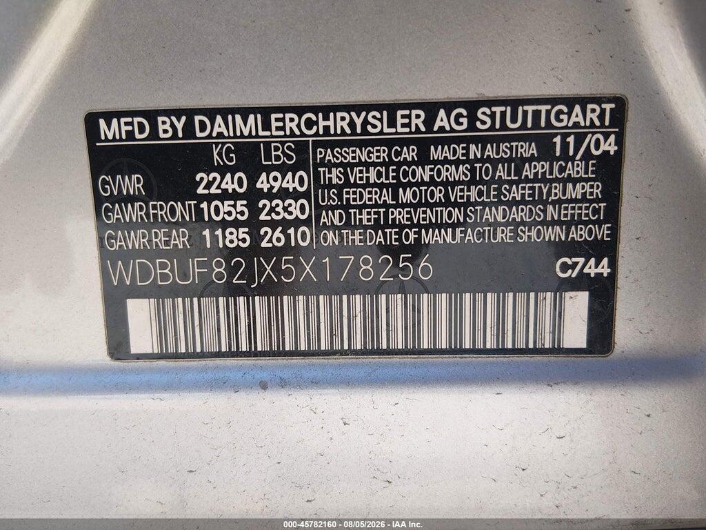 WDBUF82JX5X178256 2005 MERCEDES-BENZ E 320 photo no. 9