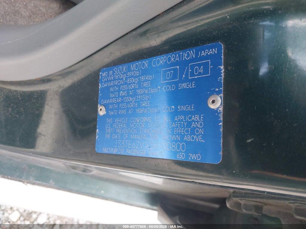 JS3TE62VX54100800 2005 SUZUKI GRAND VITARA photo no. 9