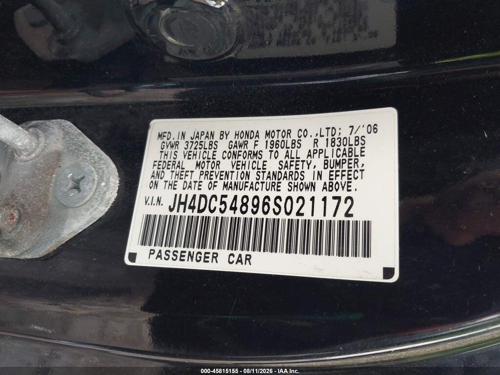 JH4DC54896S021172 2006 ACURA RSX photo no. 9