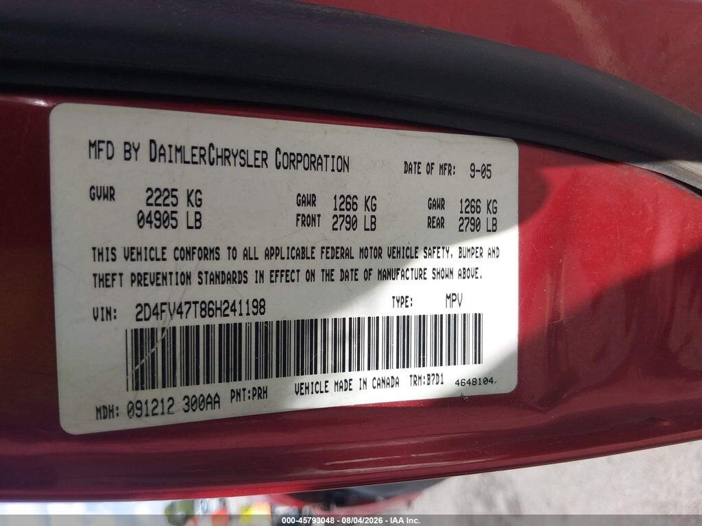 2D4FV47T86H241198 2006 DODGE MAGNUM photo no. 9