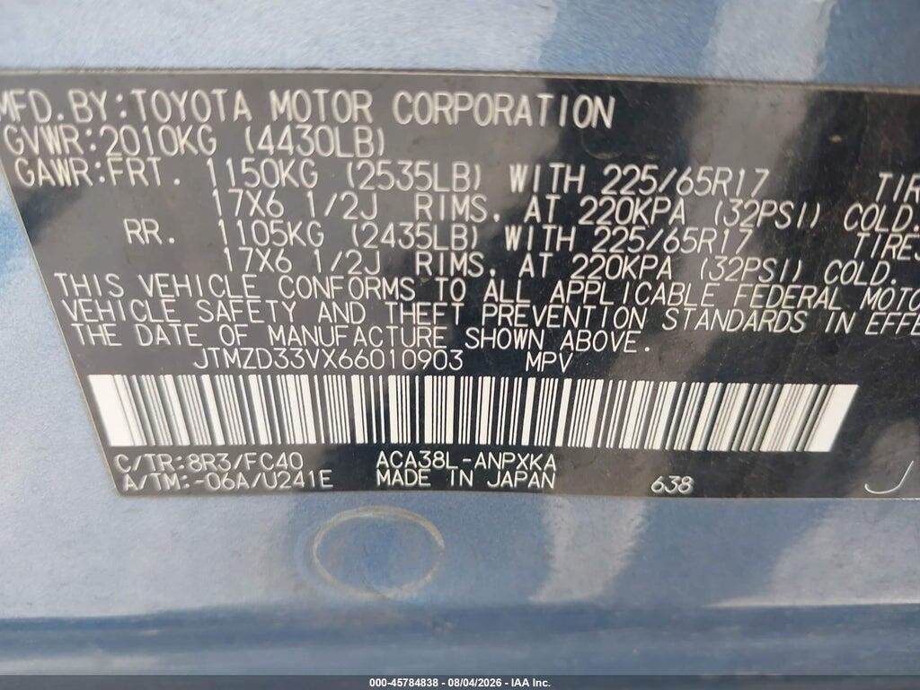 JTMZD33VX66010903 2006 TOYOTA RAV4 photo no. 9
