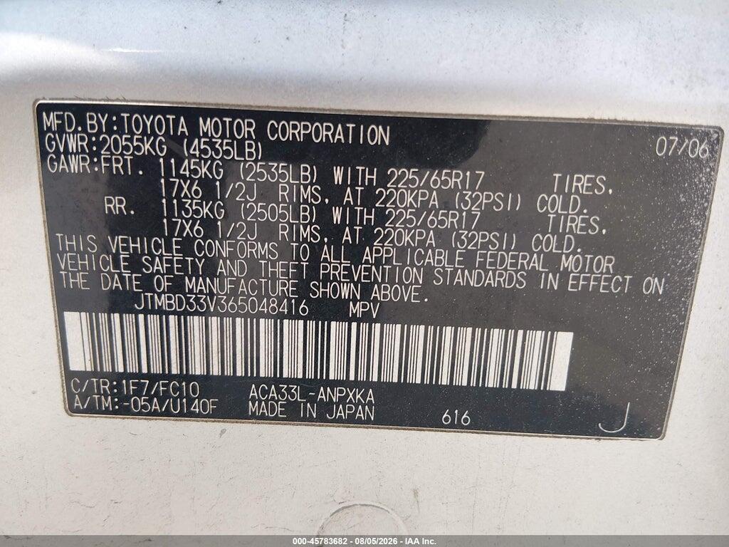JTMBD33V365048416 2006 TOYOTA RAV4 photo no. 9