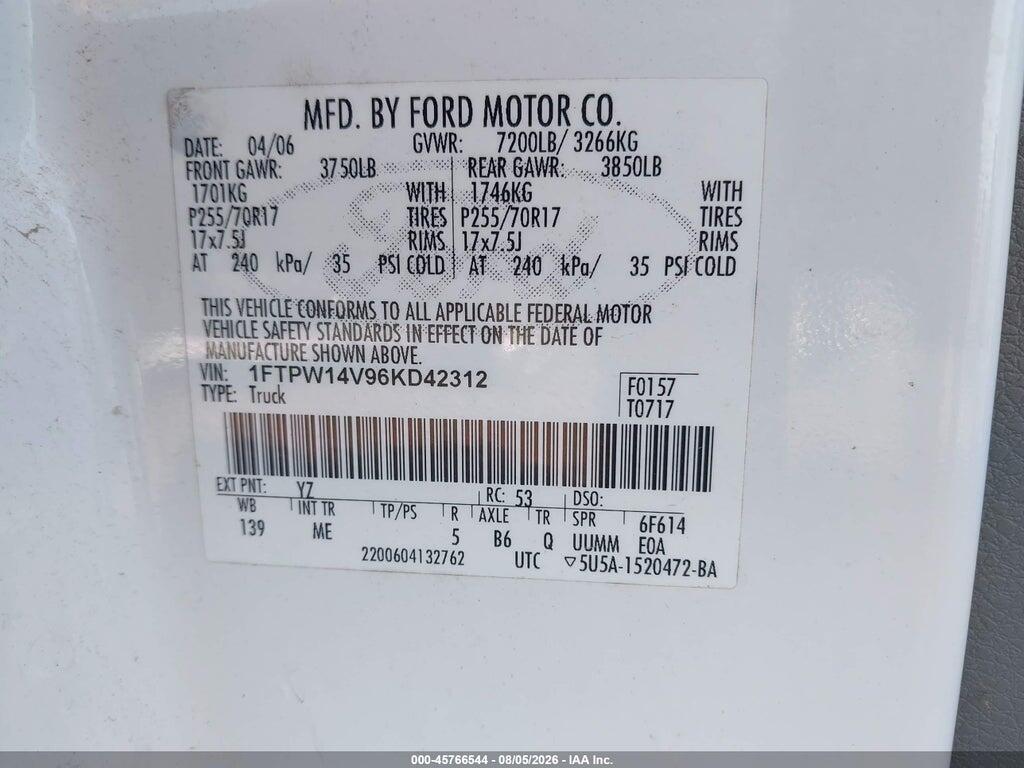 1FTPW14V96KD42312 2006 FORD F-150 photo no. 9