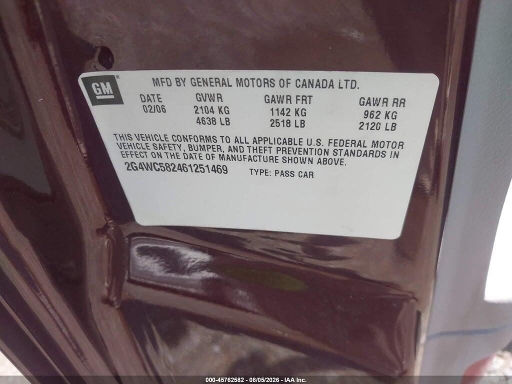 2G4WC582461251469 2006 BUICK LACROSSE photo no. 9