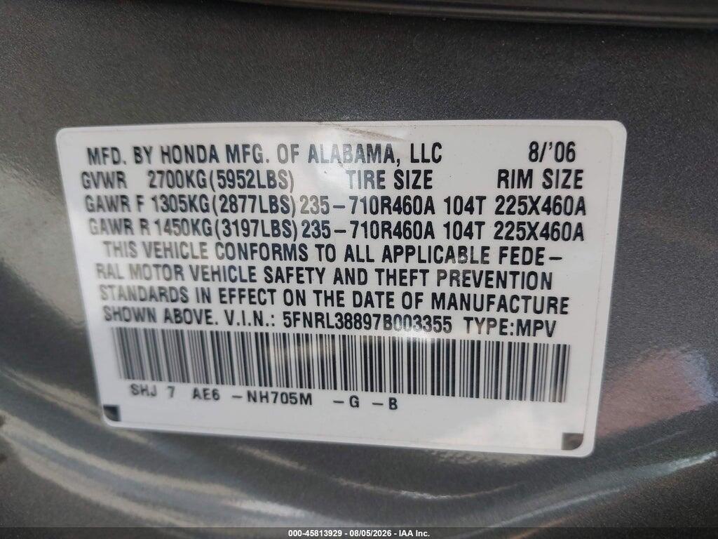 5FNRL38897B003355 2007 HONDA ODYSSEY photo no. 9